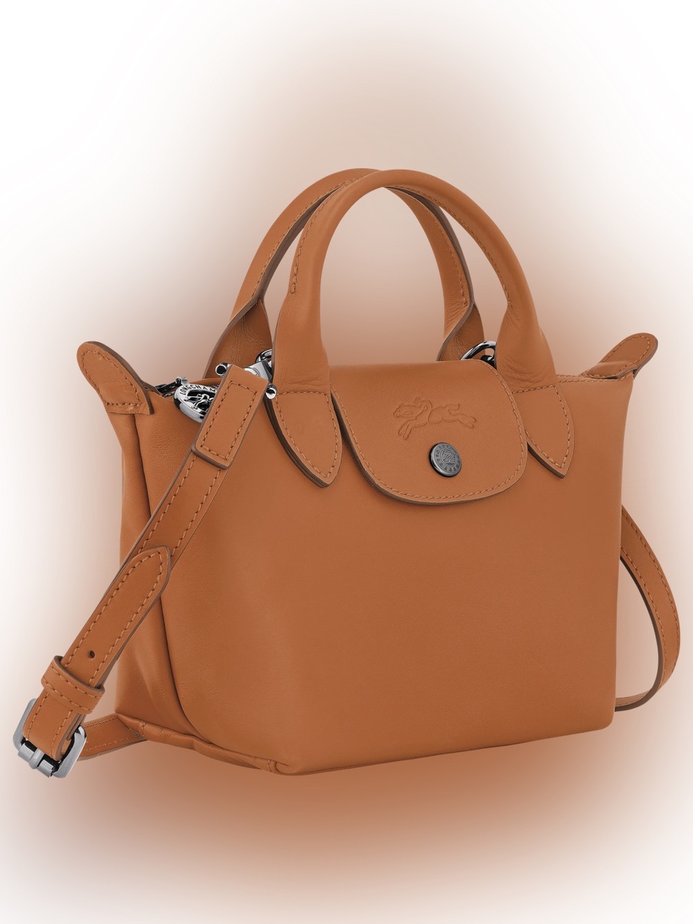 Longchamp Le Pliage Xtra XS Leather Handbag in Cashew